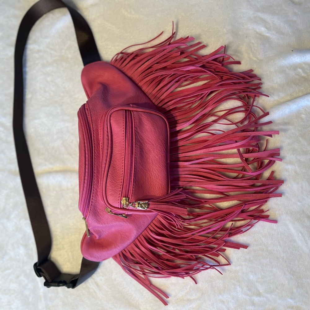 Pink Fringe Crossbody Bag